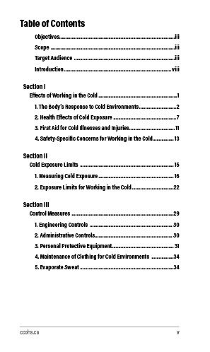 Snapshot of the publication's Table of Contents