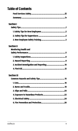 Snapshot of the publication's Table of Contents