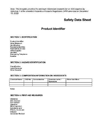 CCOHS: WHMIS Safety Data Sheet (SDS) Template